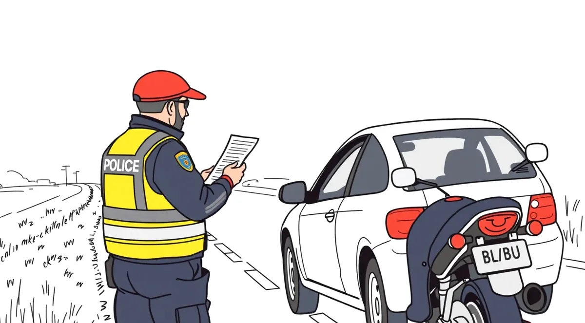 Detail poškodeného zadného nárazníka auta na parkovisku s perom a záznamom o nehode