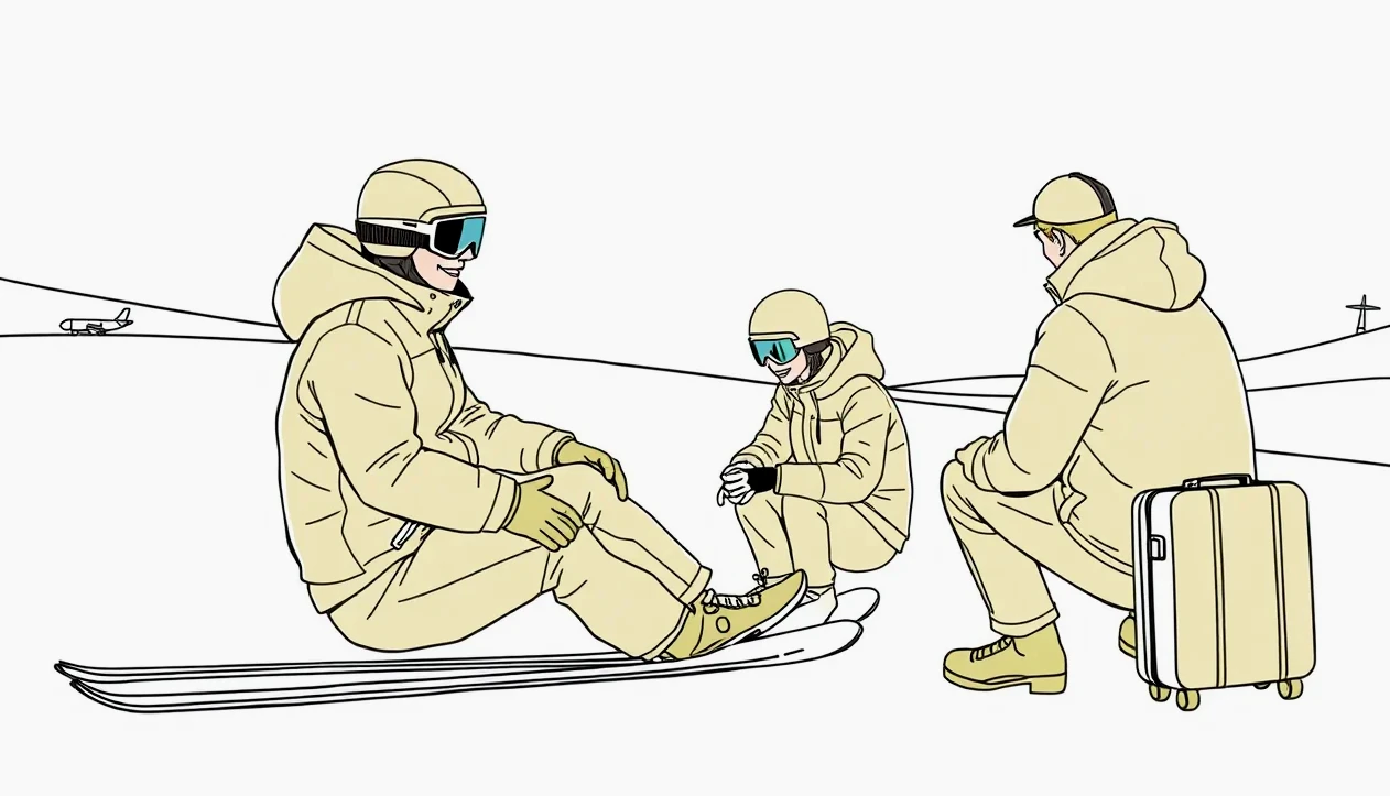Mladý snowboardista v snowparku po dopade na skoku