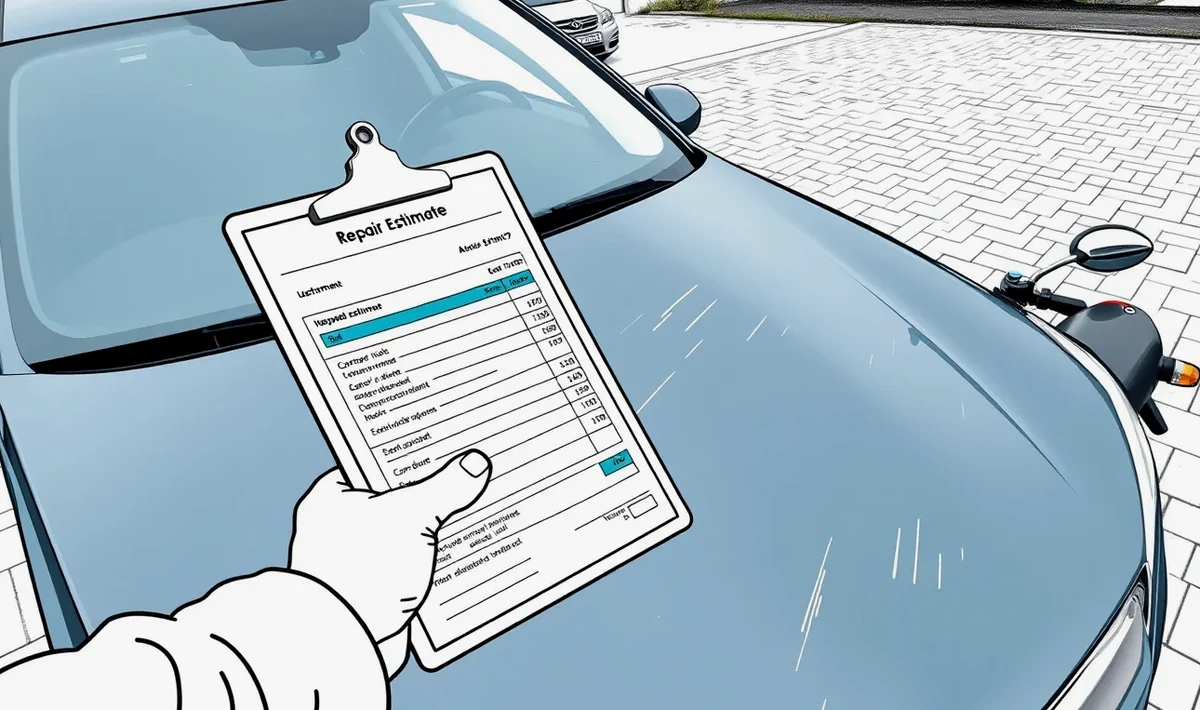 Prijímací technik v autoservise preberá firemné vozidlo na kalkuláciu opravy