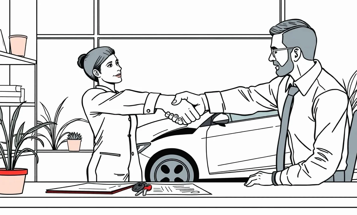 Vodič v autoservise preberá faktúru za opravu havarovaného auta a kontroluje položky