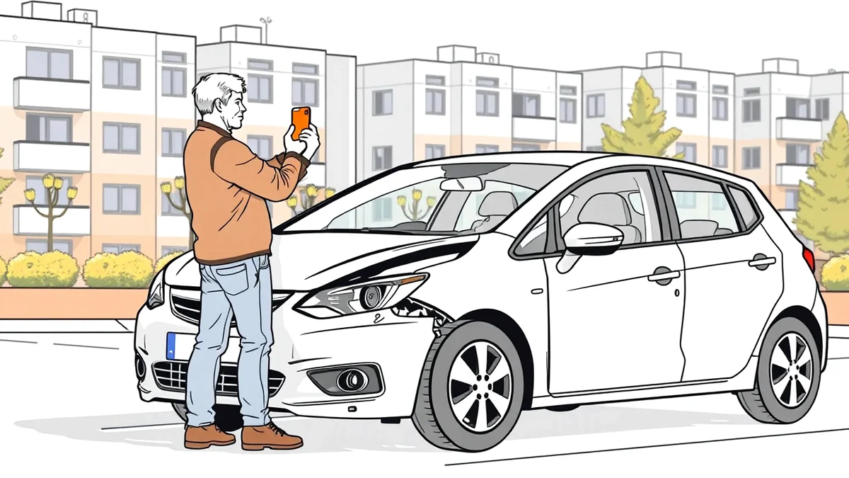 Prasklina na čelnom skle automobilu detailne zdokumentovaná mobilným telefónom