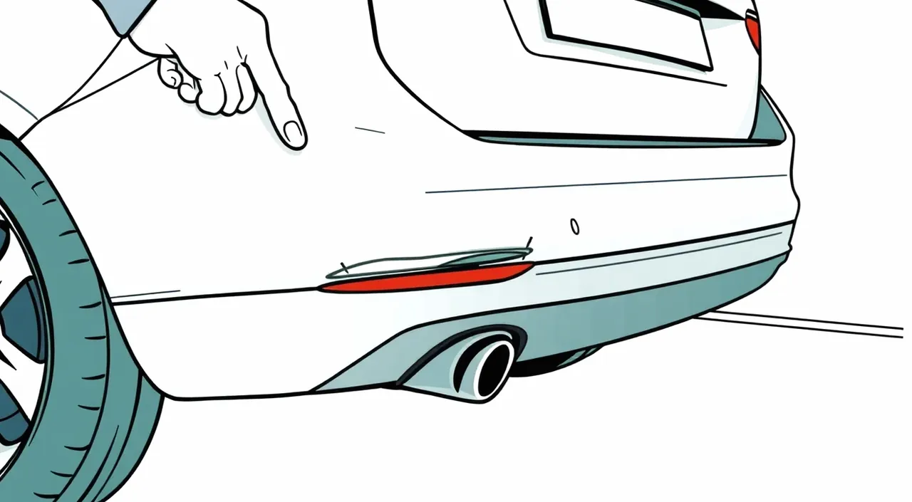 Detail poškodenia laku a preliačiny na dverách staršieho vozidla