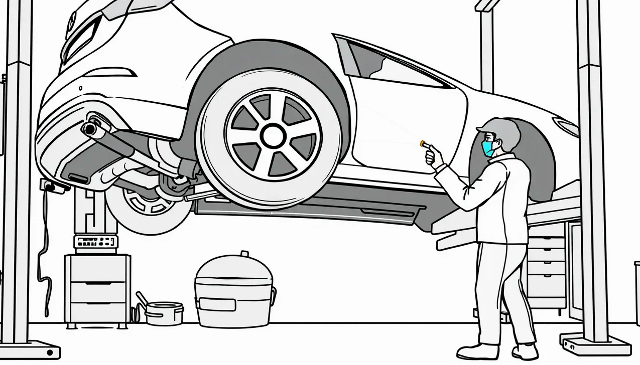 Osobné auto zaparkované v uzamknutej garáži s mechanickou pákou na volante