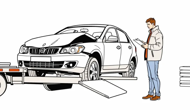 Servisný technik preberá poškodené auto na obhliadku pred opravou