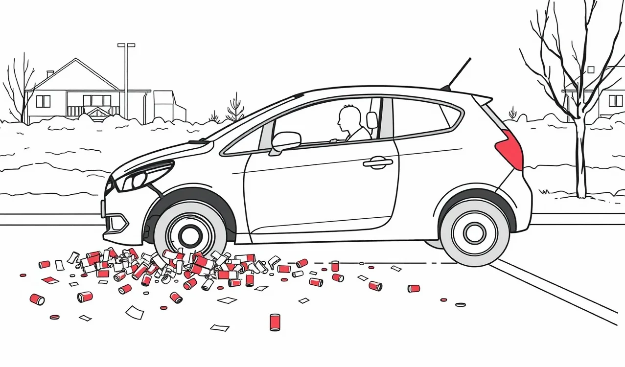 Zaparkované osobné auto na sídlisku pod bytovkou počas silvestrovských osláv