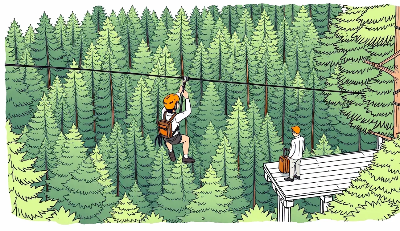 Pohľad na visutý most v dažďovom pralese v kostarickom národnom parku Monteverde