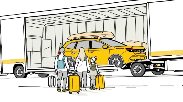Žltý odťahový špeciál nakladá nepojazdný osobný automobil na krajnici cesty