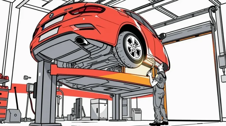 Mechanik kontroluje motorový priestor poškodeného osobného auta v autoservise