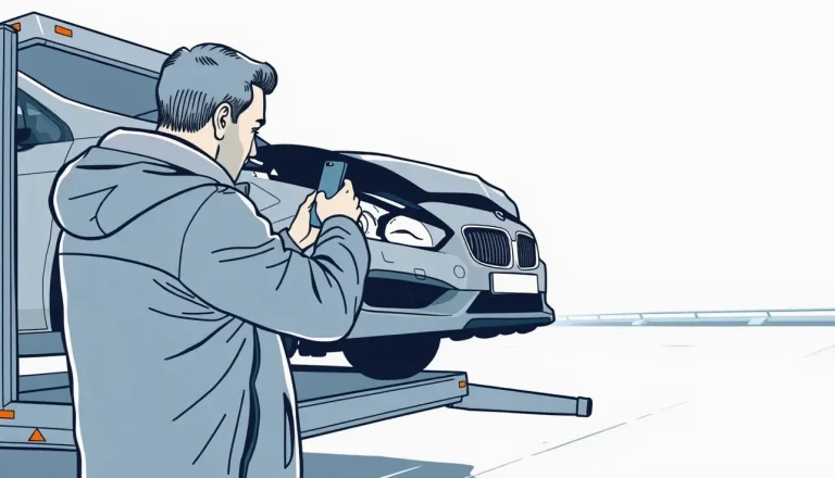 Nakladanie osobného automobilu na hydraulickú plošinu odťahového vozidla
