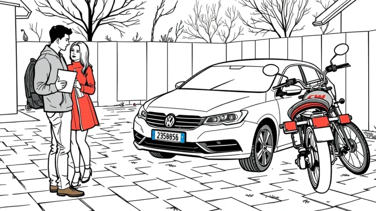 Muž kontroluje zahraničný technický preukaz a VIN číslo dovezeného automobilu