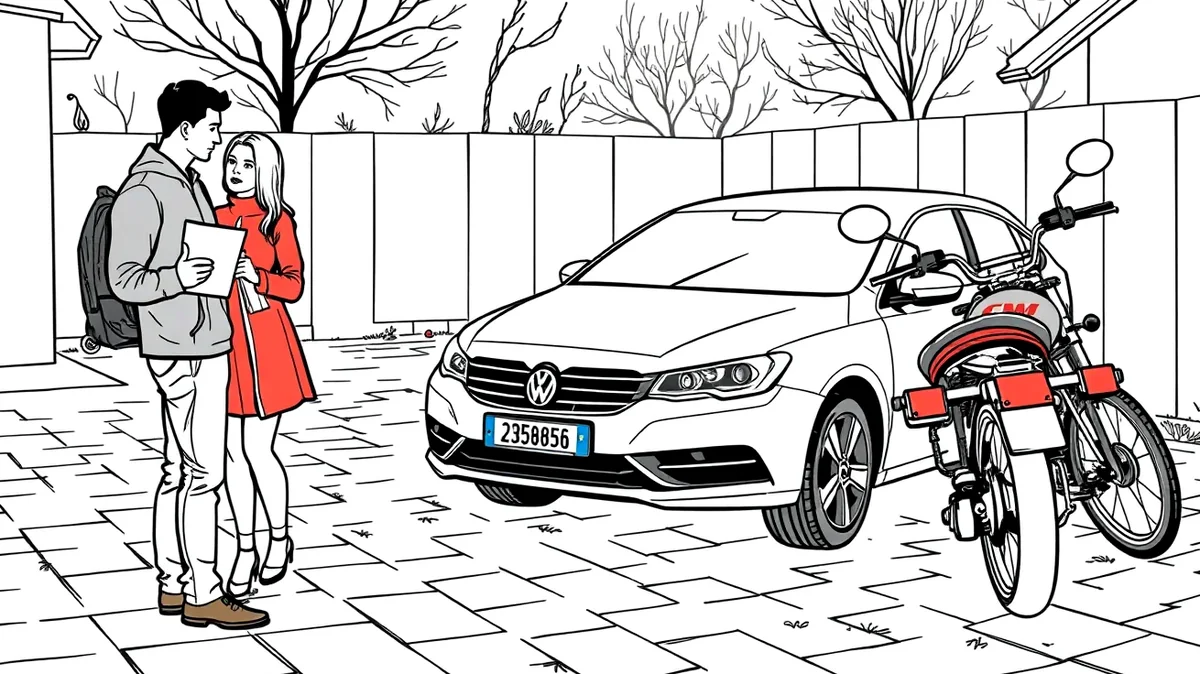 Muž kontroluje zahraničný technický preukaz a VIN číslo dovezeného automobilu