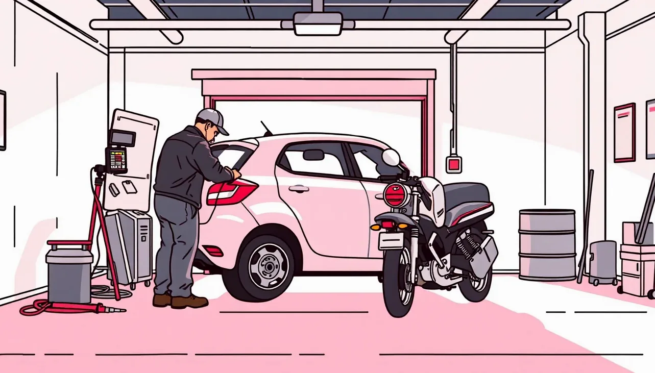 Odstavená firemná dodávka s poruchou motora vo dvore servisu
