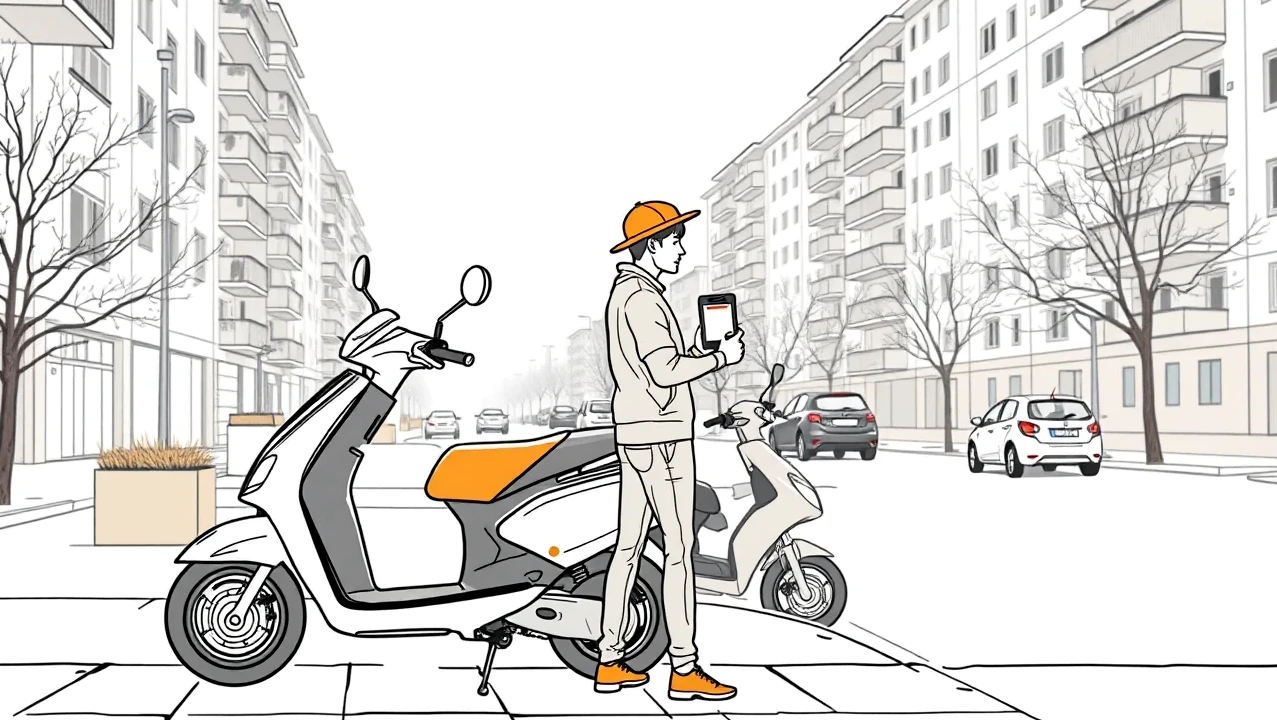 Policajná hliadka kontroluje digitálny doklad o poistení u jazdca na elektrickej kolobežke
